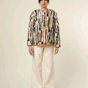 FRNCH Paris Faux Shearling Fleece Coat Women’s XS Animal Print Tiger Stripe